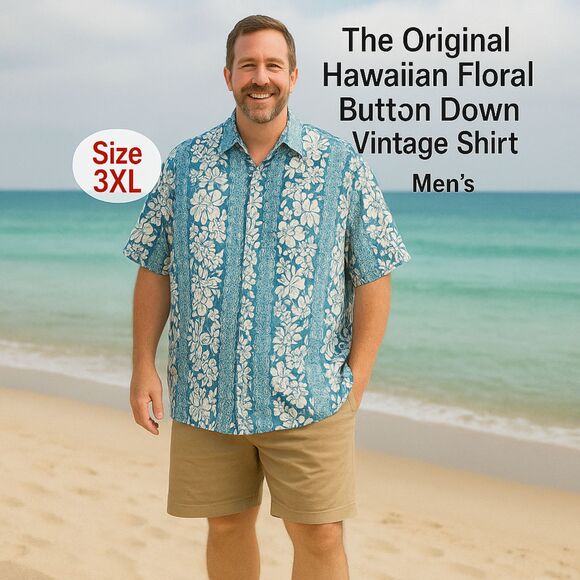The Original Hawaiian Floral Button Down Vintage Shirt in Men's 3XL, #F1215 - Picture 1 of 5